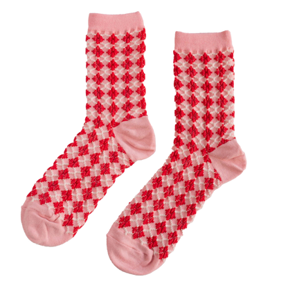 Check socks - Pink & Red