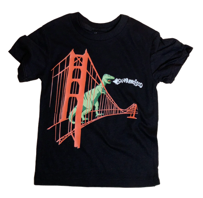 Dinosaur on the Golden Gate Bridge Kid's T-Shirt