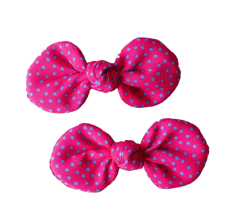 Dot Bow Hair Clip - Fuschia