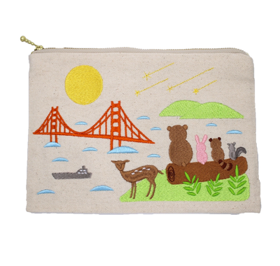 Embroidered Zipper Pouch - Full Moon