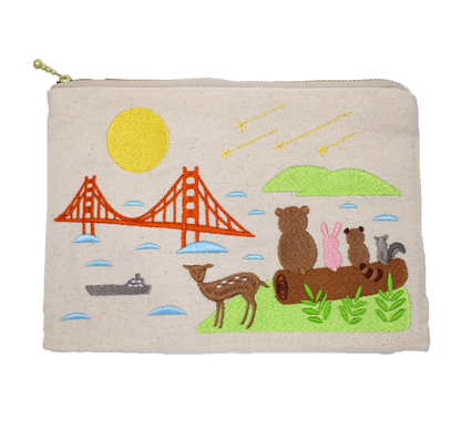 Embroidered Zipper Pouch - Full Moon
