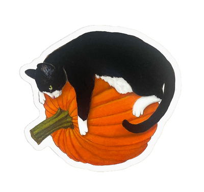 Pumpkin Hugger Cat Sticker