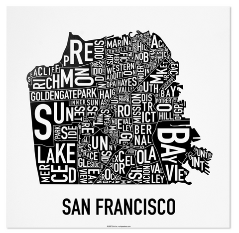 San Francisco Hood Map Print