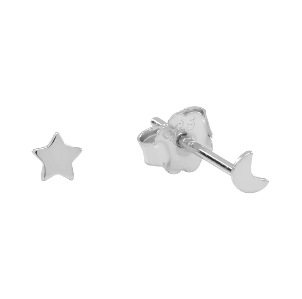 Tiny Moon and Star Studs