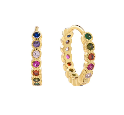 Colorful CZ Pave Huggies Gold