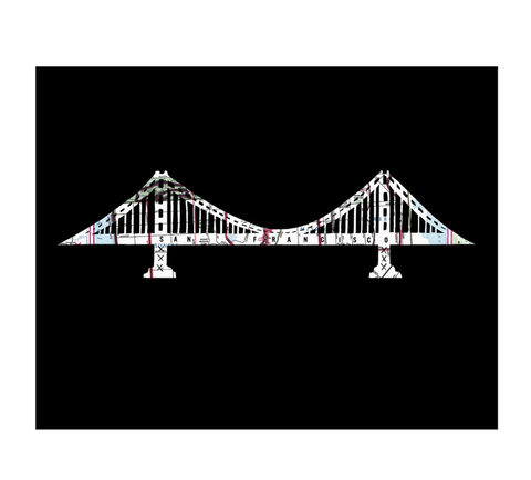 Golden Gate Bridge Map Cut Print