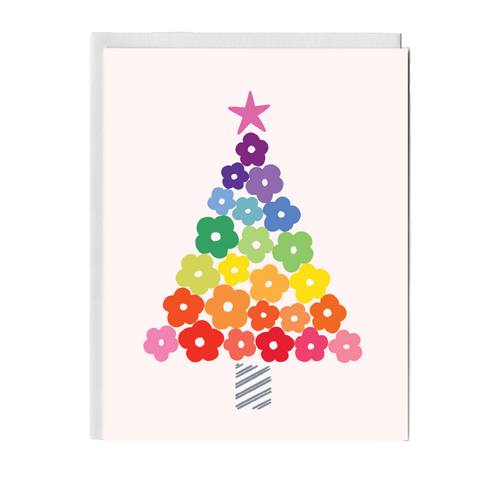 Rainbow Flower Christmas Tree Greeting Card