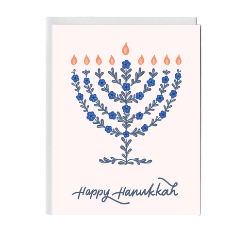 Floral Menorah Greeting Card