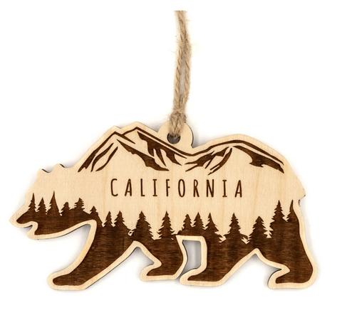 CA Bear Wood Ornament