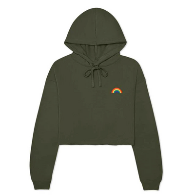 Rainbow cropped hoodie Army Green