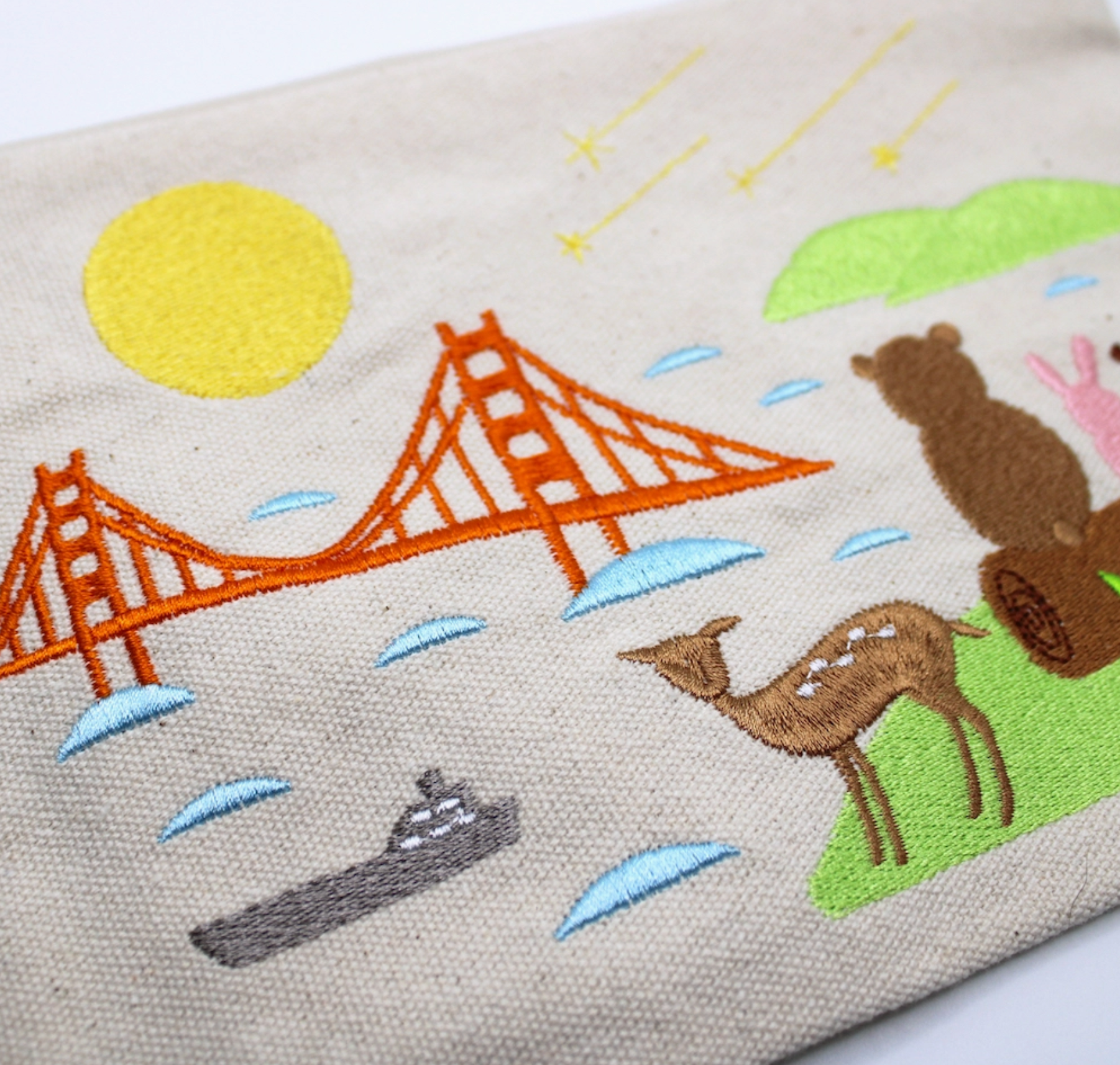 Embroidered Zipper Pouch - Full Moon
