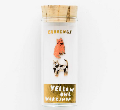 Mismatched Cats stud earrings