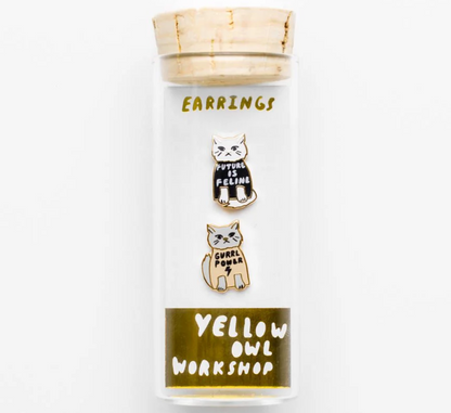 Gurrrl Power Cats stud earrings