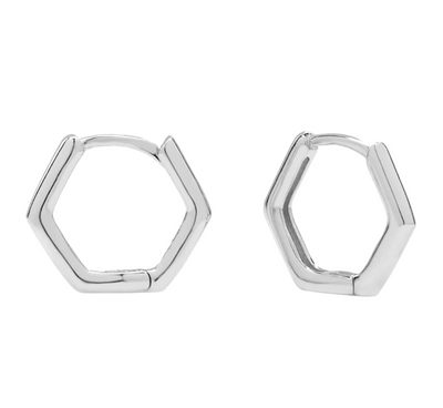 Hexagon Huggie Silver