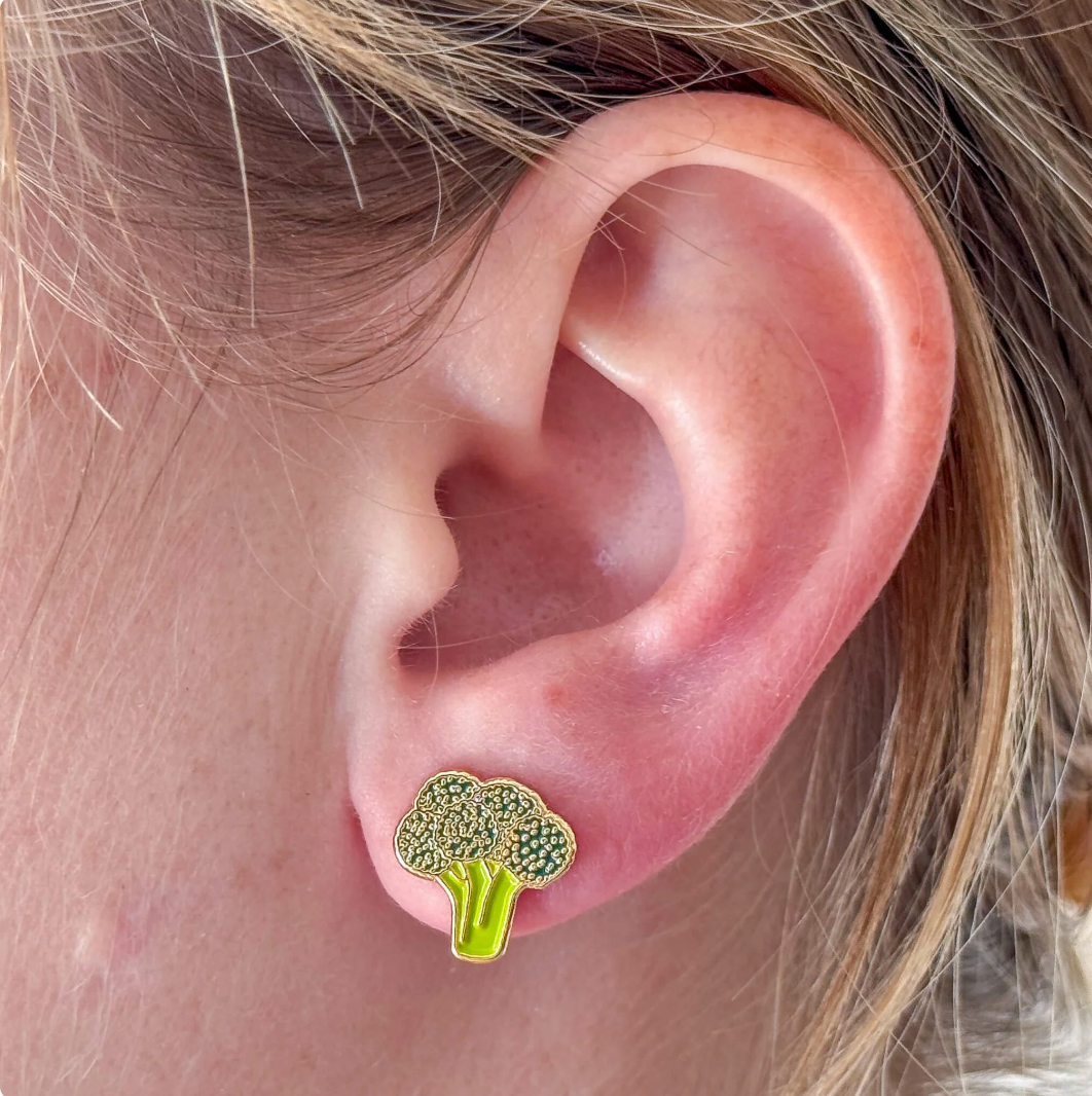 Broccoli Enamel studs
