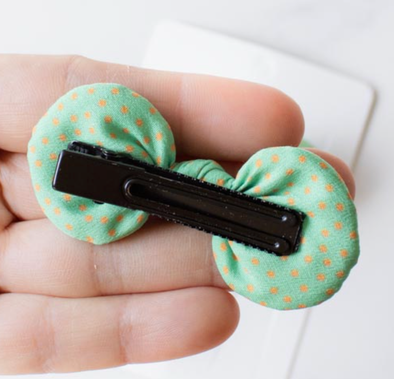 Dot Bow Hair Clip - Fuschia