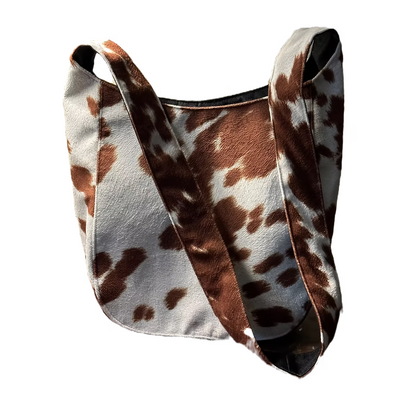 Cow Print Sling Bag - Brown
