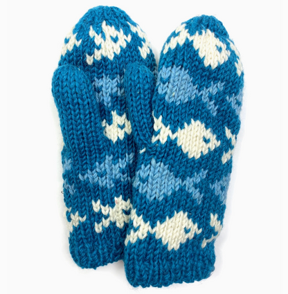 Fish Mittens - Blue