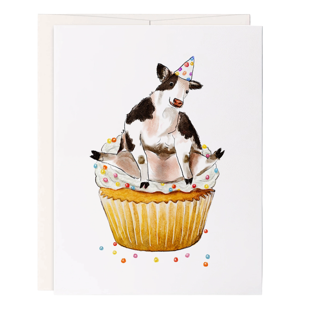 Cupcake Cow Birthday Card