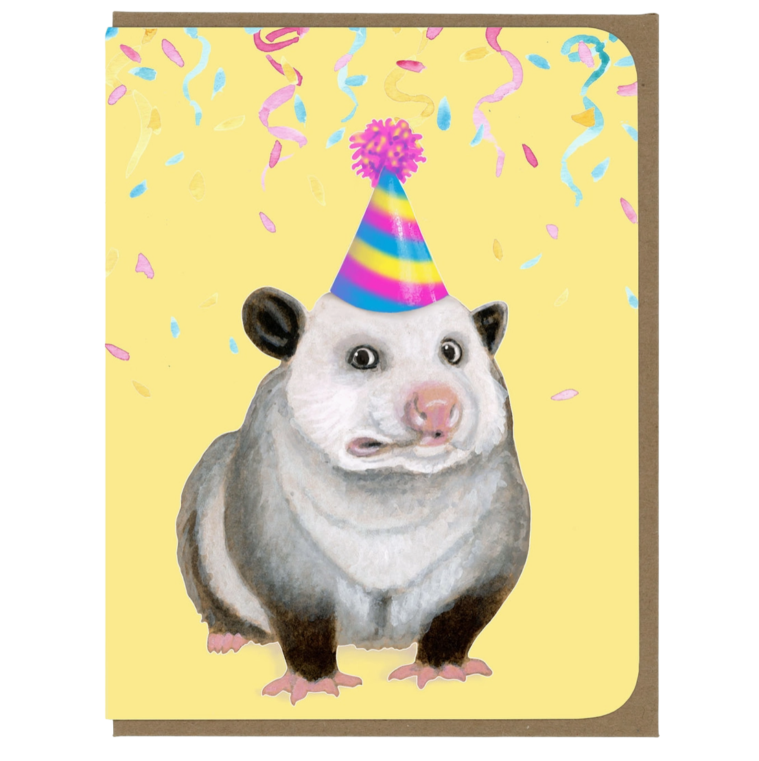 Possum Birthday Hat Card