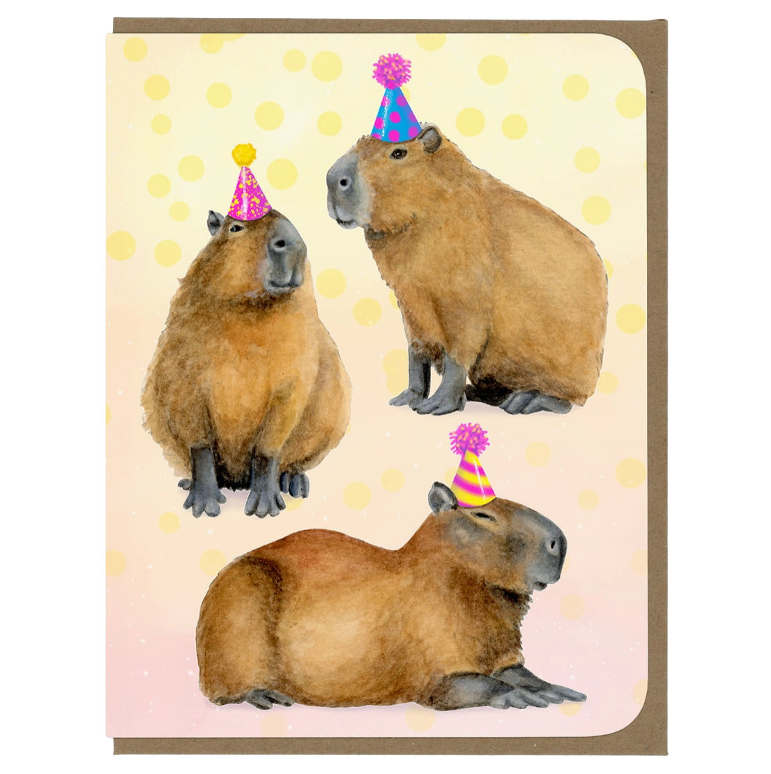 Capybara Birthday Hat Card