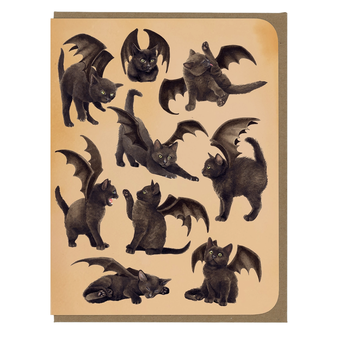 Bat Kittens Allover Halloween Card