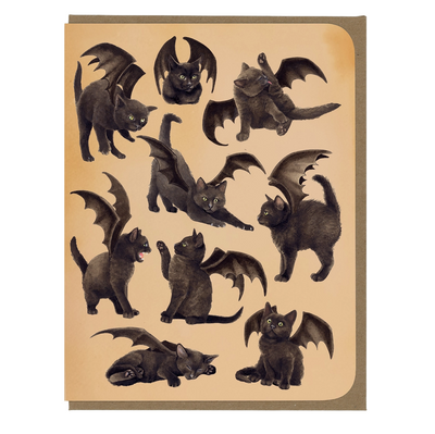 Bat Kittens Allover Halloween Card