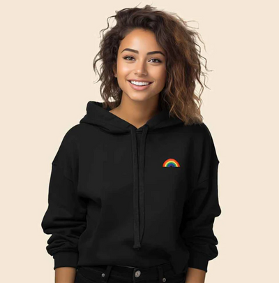 Rainbow cropped hoodie Navy