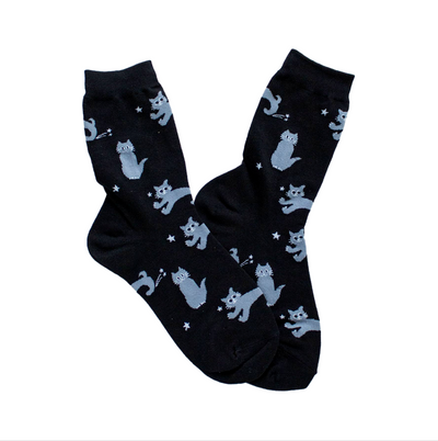 Cat Meow Socks Black