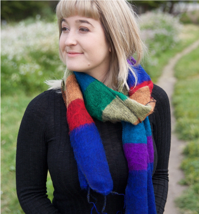 Rainbow woven scarf