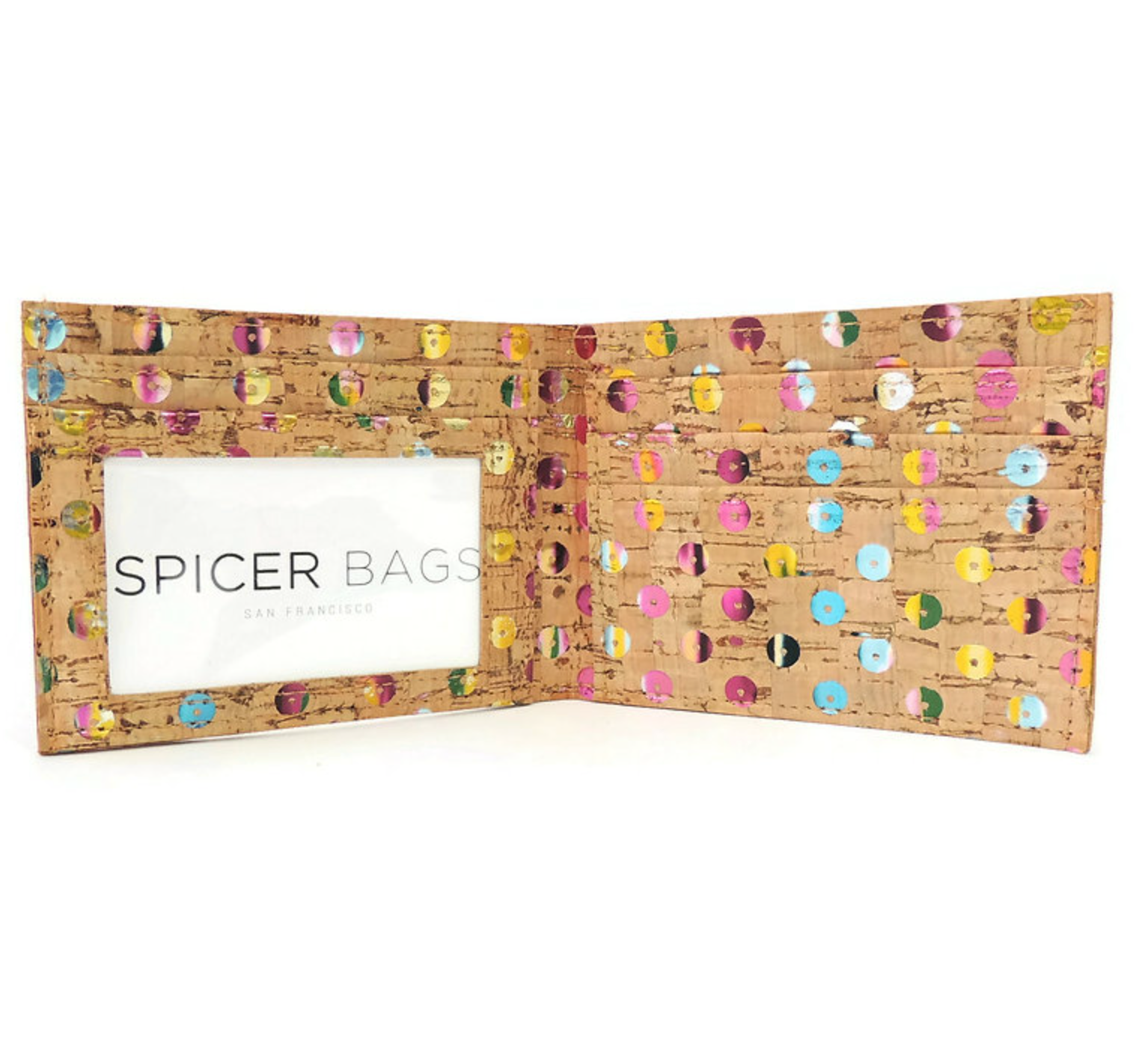 Bi-Fold Wallet Sequin Cork Spicer
