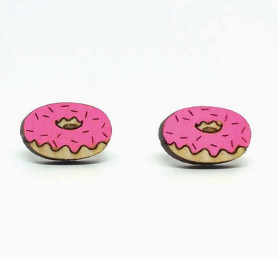 Pink Donut Wood Studs