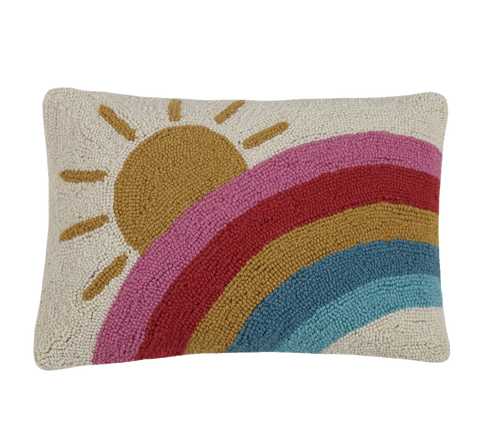 Sun and Rainbow Hook Pillow