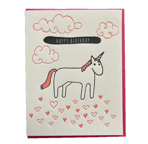 Birthday Unicorn Letterpress card