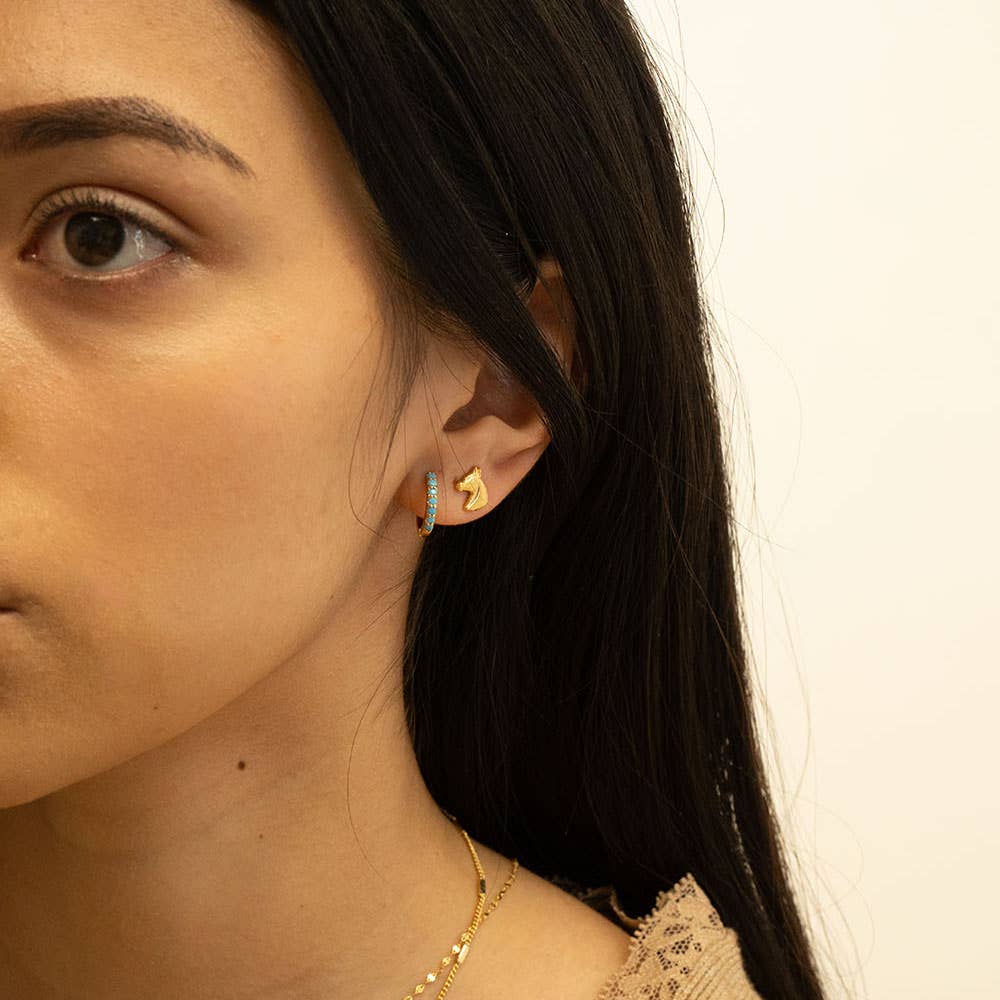 13mm Turquoise Huggie Hoops