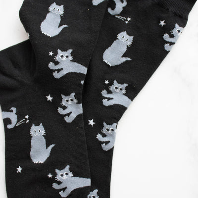Cat Meow Socks Black