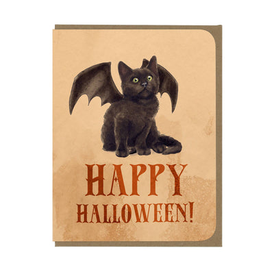 Halloween Bat Kitten Card    