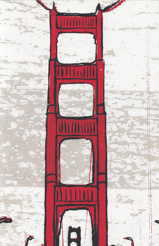 GG Bridge Driftwood Wood Mounted Print