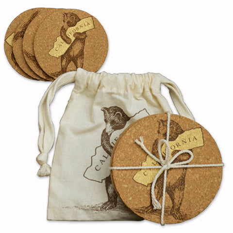 California Bear Hug Cork Coasters