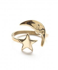 Crescent Moon and Star Ring