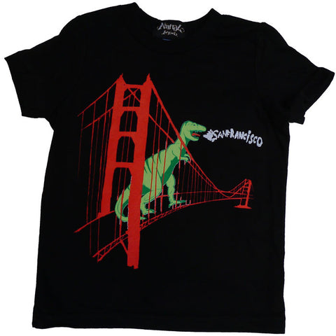 Dinosaur on the Golden Gate Bridge Kid's T-Shirt