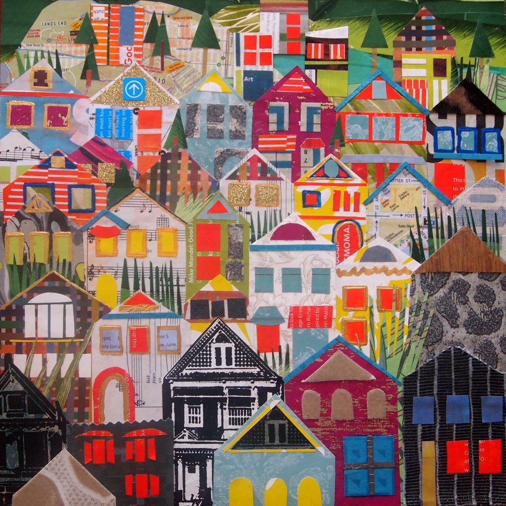 Houses of Noe Valley Wood Mounted Print