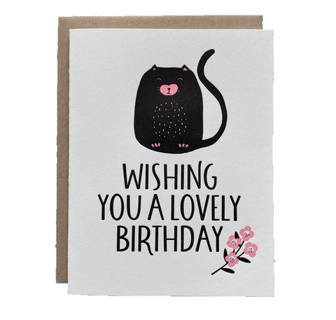 Lovely Cat Birthday Letterpress card