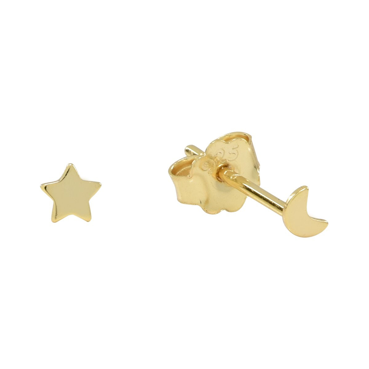 Tiny Moon and Star Studs