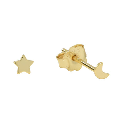 Tiny Moon and Star Studs