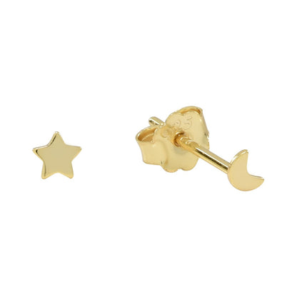 Tiny Moon and Star Studs
