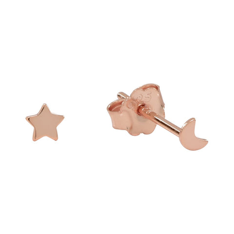 Tiny Moon and Star Studs