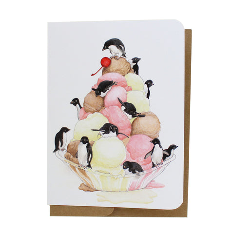 Penguin Sundae Birthday Greeting Card