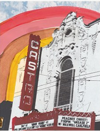 Castro Theater Rainbow Wood Mounted Print