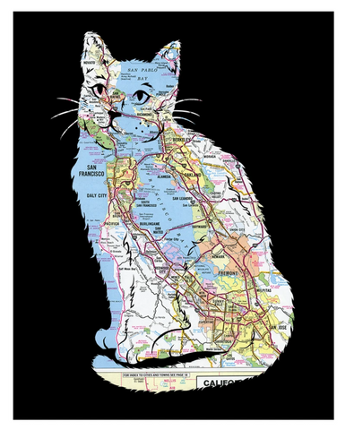 Feline Fine Map Cut Print